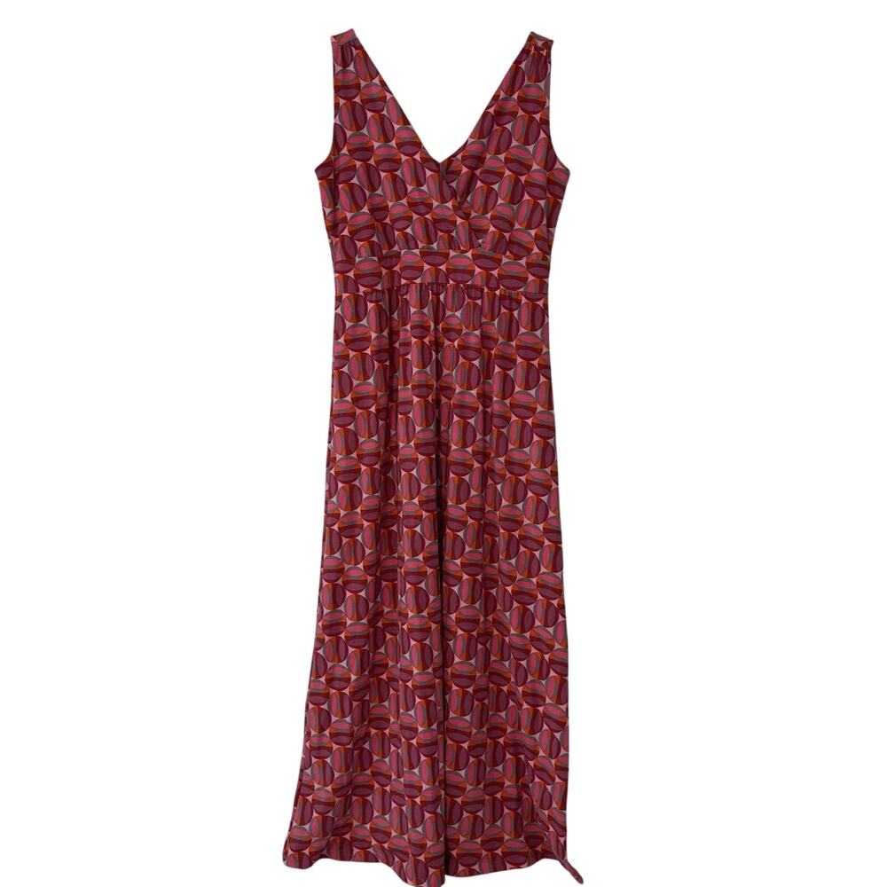 Garnet Hill Modern Geo Surplice Maxi Dress Women's Size 8P Red Pink Beach Summer - Picture 2 of 14